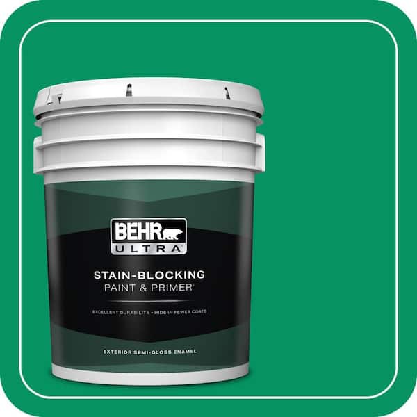 BEHR ULTRA 5 gal. #470B-6 Emerald Lake Semi-Gloss Enamel Exterior Paint & Primer