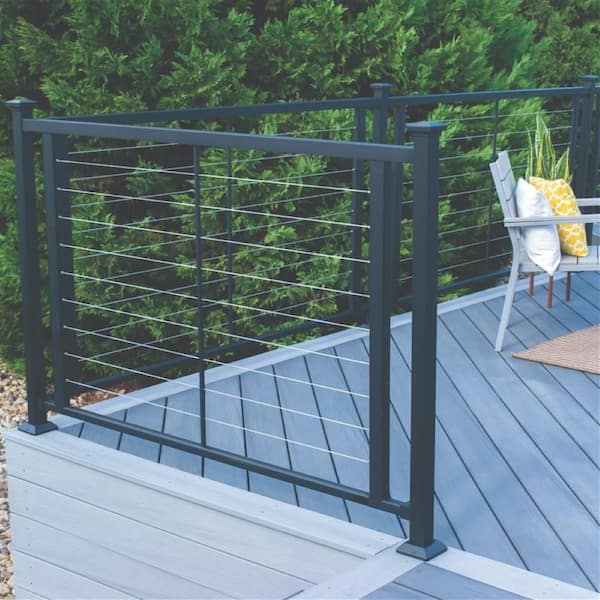 Fe26 Vertical Cable Rail 34 in. x 6 ft. Black Sand Steel Railing Level Panel