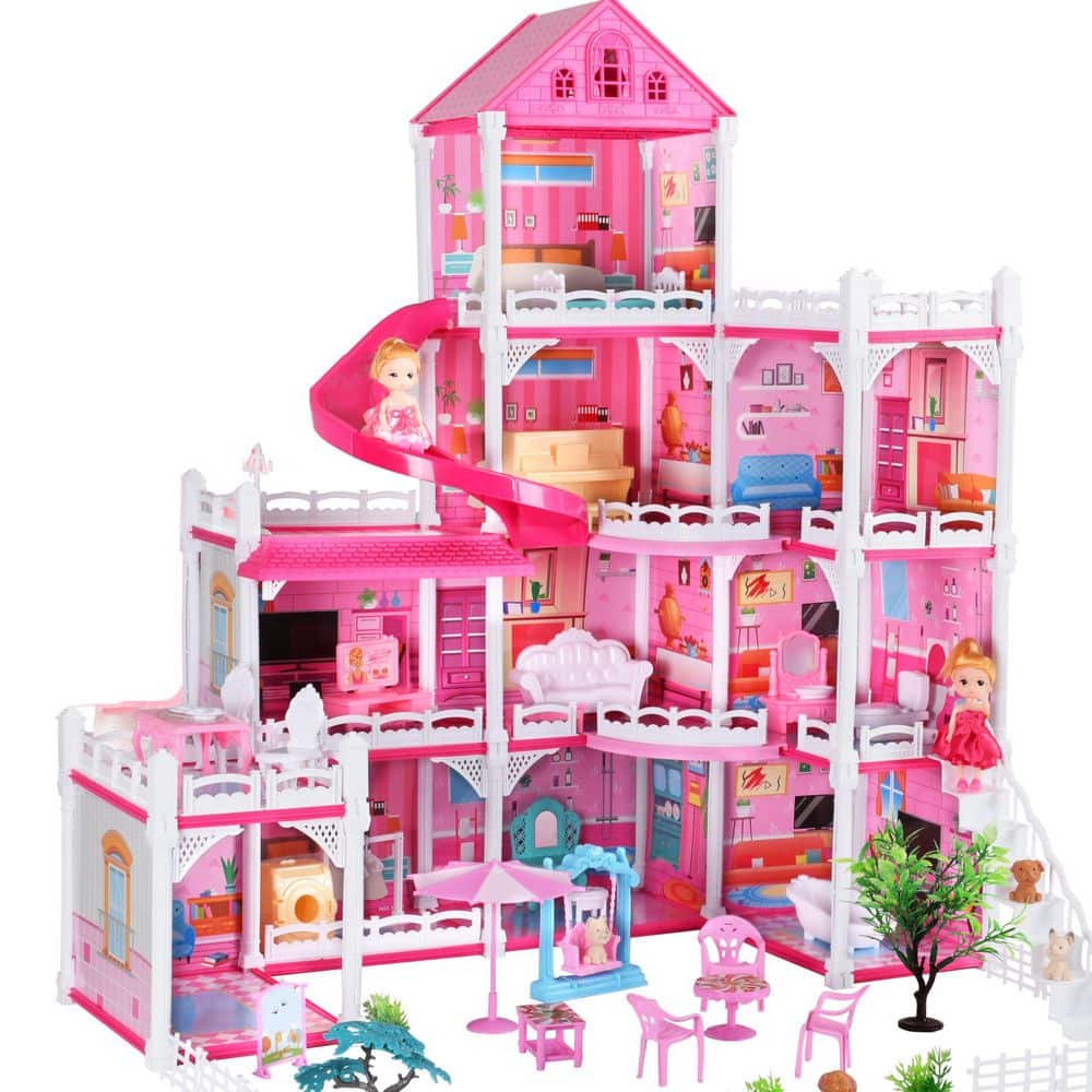 PINK HOUSE セット LUKVIZO Doll House Series Plastic Indoor Swing Set with 10-Rooms