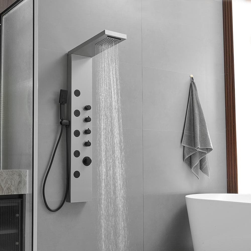 Black Nickel 5-Jet Rainfall Shower Panel System with Handheld Shower