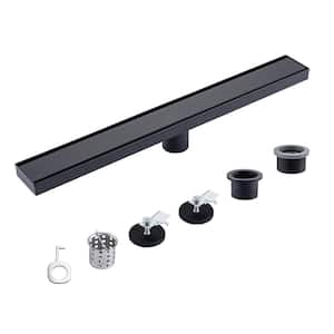 24 in. Stainless Steel Linear Shower Drain with Tile-in Cover in Matte Black