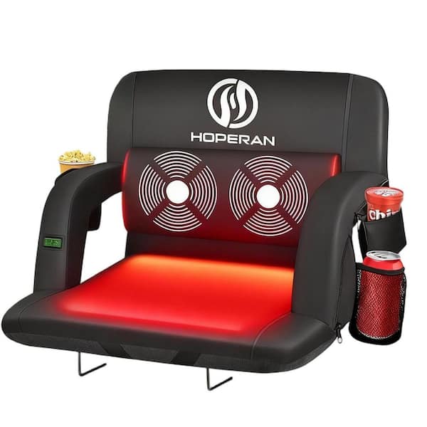 Heated & Massage Stadium Seat, 130°F Heating, 6-Level Back Massage, 6-Position Recline, 21" Adjustable W Bleacher Chair