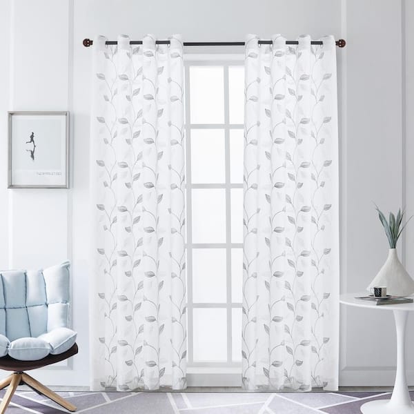 Lyndale Decor Clarita 120 in.L x 52 in. W Sheer Polyester Curtain in Silver