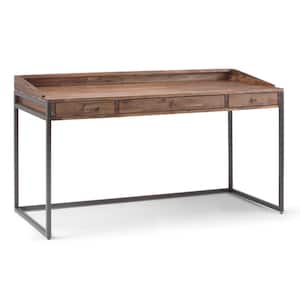 Ralston Solid Acacia Wood Modern Industrial 60 in. Wide Writing Office Desk in Rustic Natural Aged Brown