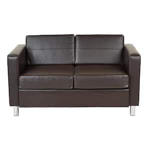 Pacific 52 in. Espresso Faux Leather Faux Leather 2-Seat Loveseat with Removable Cushions