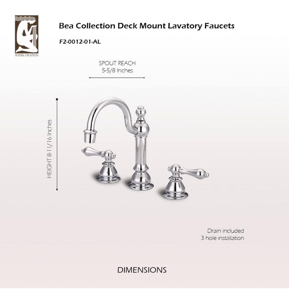 Classic 20th Century Chrome Widespread Lavatory Faucet with Metal Lever Handles