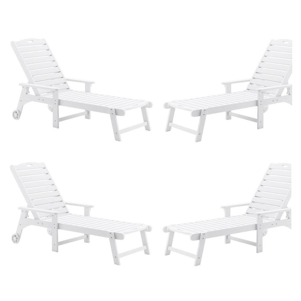 LUE BONA Helen White Recycled Plastic Plywood Outdoor Reclining Chaise