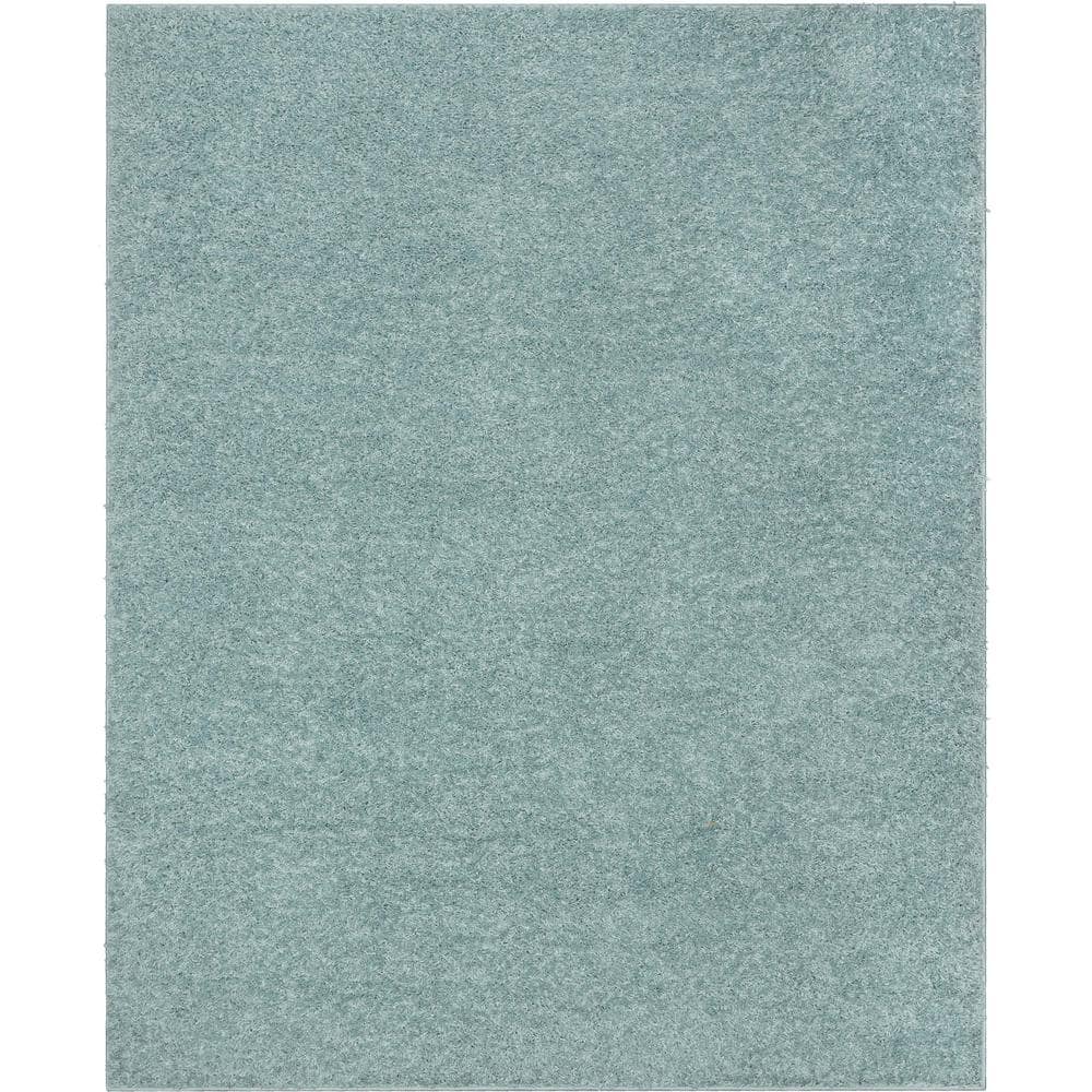 Elle Basics Emerson Solid Shag Seafoam Green 5 ft. 3 in. x 7 ft. 3 in. Area Rug -  Well Woven, ELL-26-5