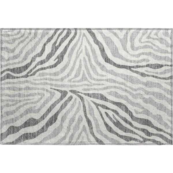 Mayfield Premium Machine Washable Abstract AMF2523 Gray 2 ft. x 3 ft. Accent Rug