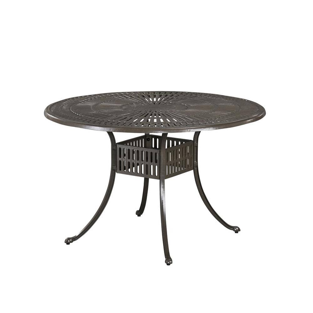 Grenada 48.5" Cast Aluminum Outdoor Dining Table in Khaki Gray