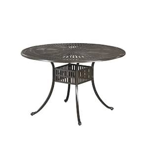 Grenada Taupe Tan 48 in. Cast Aluminum Round Outdoor Dining Table