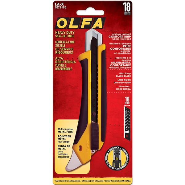 OLFA 18mm Heavy-Duty Utility Knife (LA-X) - Multi-Purpose No-Slip Grip  Utility Knife w/ Reinforced Fiberglass Handle & Snap-Off Blade, Replacement  Blades: Any OLFA 18mm Blade - Utility Knives 