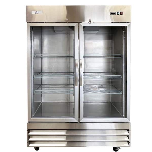 47 cu. ft. NSF Commercial 2-Glass Door Display Reach-In Upright Merchandiser Refrigerator in Stainless Steel
