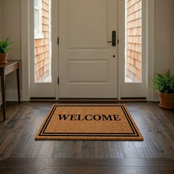Welcome Coir 17 in. x 30 in. Indoor/Outdoor Non-Slip Entry Mud Mat, Brown