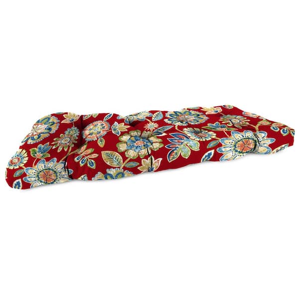 Jordan Manufacturing 44 in. L x 18 in. W x 4 in. T Outdoor Wicker Settee Bench Cushion in Daelyn Cherry