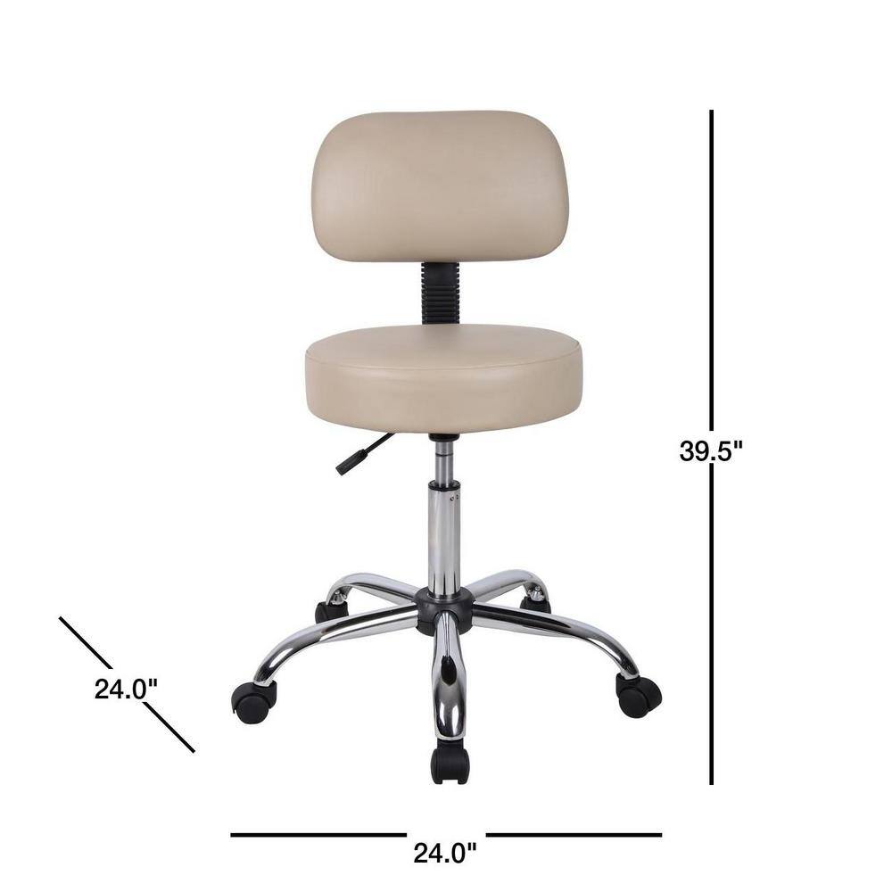 ErgoFlex Adjustable Beige Vinyl and Metal Medical Stool