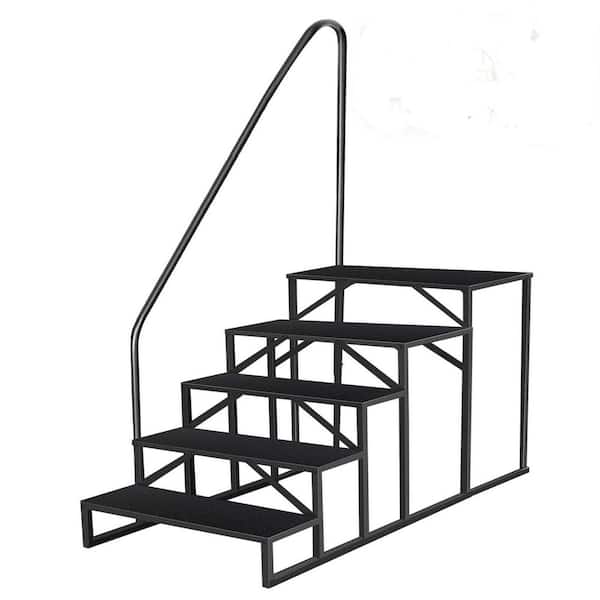 Hot Tub Steps Outdoor, 5 RV Steps with Handrail, Heavy Duty Truck Camper Steps Ladders for above Ground Pool