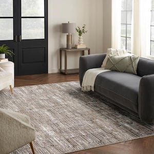 Eco-Friendly Ivory Mocha 9 ft. x 12 ft. Abstract Contemporary Area Rug