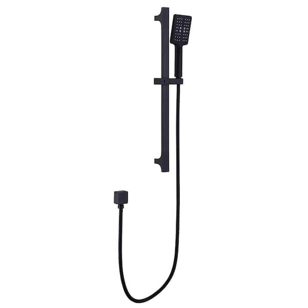 Tomfaucet 3-Spray Wall Mount Handheld Shower Head 1.5 GPM in Square Matte Black