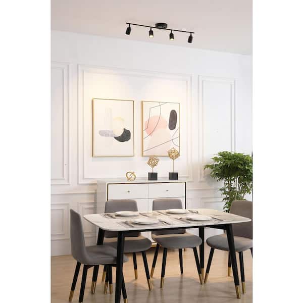 Shura 37 in. 4-Light Matte Black Integrated LED Flush Mount Ceiling Light with Rotatable Heads, 3000K, 2240 Lumens