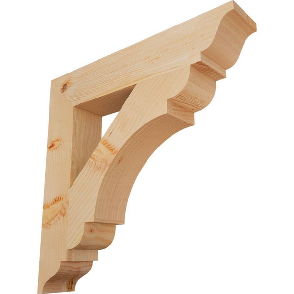 Ekena Millwork 3.5 in. x 22 in. x 22 in. Douglas Fir Olympic Traditional Smooth Bracket