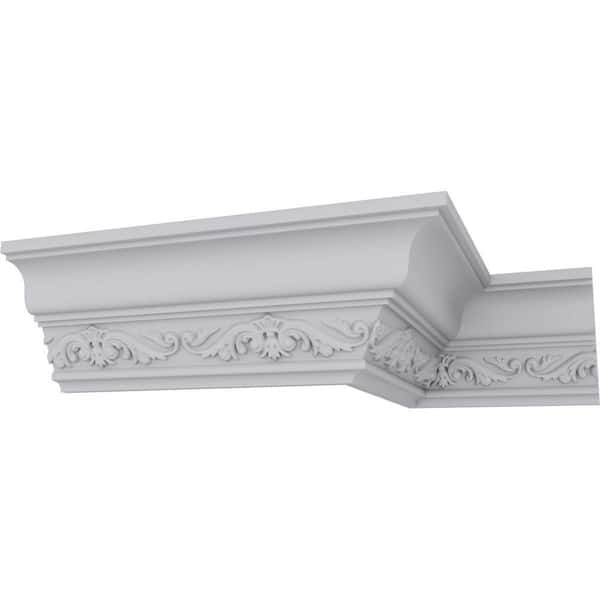 Ekena Millwork 3-3/8 in. x 3-1/2 in. x 94-1/2 in. Polyurethane Dauphine Crown Moulding