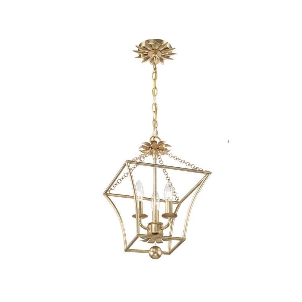 Mini Antique Gold Crystal 3-Light Lantern