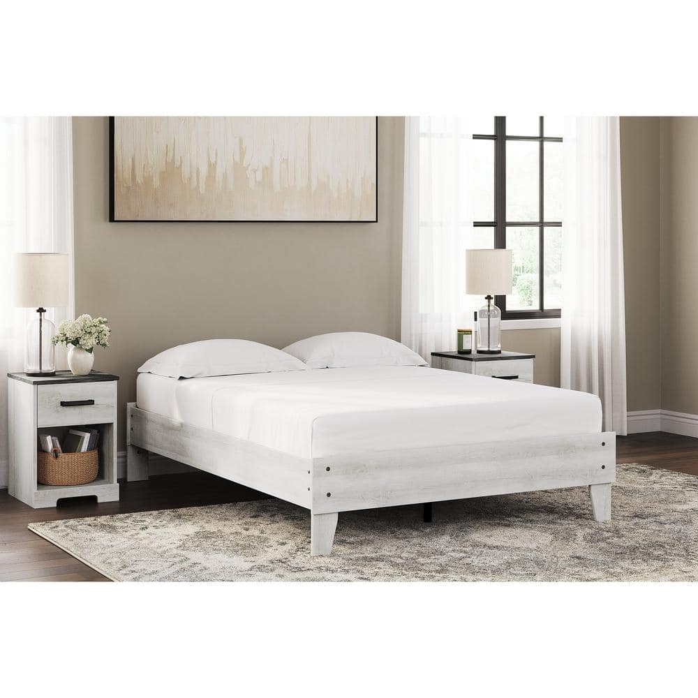 Signature DESIGN BY ASHLEY Shawburn White Wood Frame Full Platform