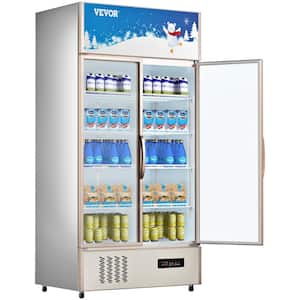 Commercial Refrigerator Capacity 23 cu.ft. Glass Door Display Fridge Upright Beverage Cooler with LED Light, Silver