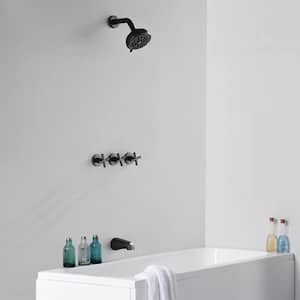 Viki Triple Handle 10 Spray Patterns 1-Spray Tub and Shower Faucet 3.5 GPM in Black (Valve Included), Spot Resistant