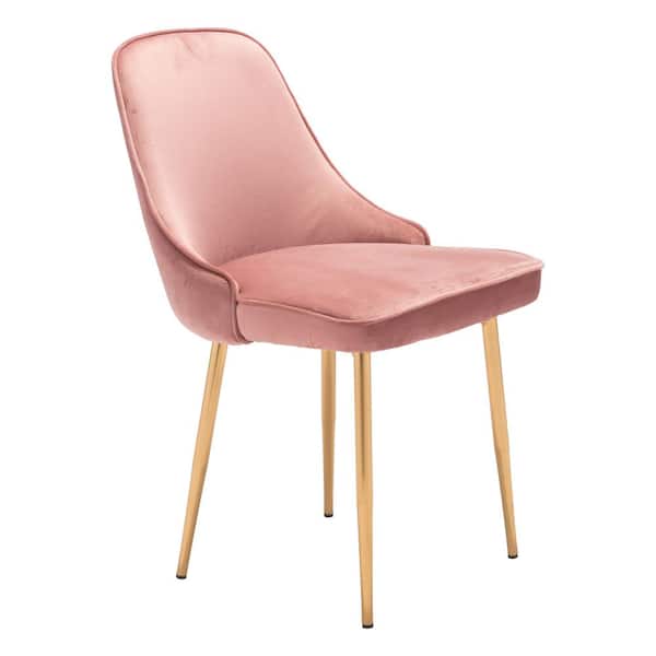 ZUO Merritt Pink Velvet Dining Chair