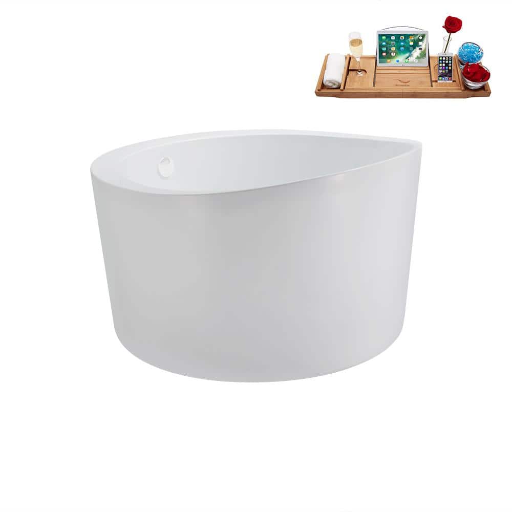 43'' Glossy White Acrylic Freestanding Soaking Bathtub