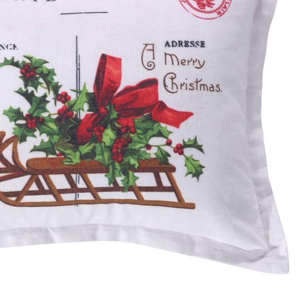 (2) Christmas Pillows~19 x 11~Sled/Berries/Script~Down Fill  Insert~Zipper~Lovely