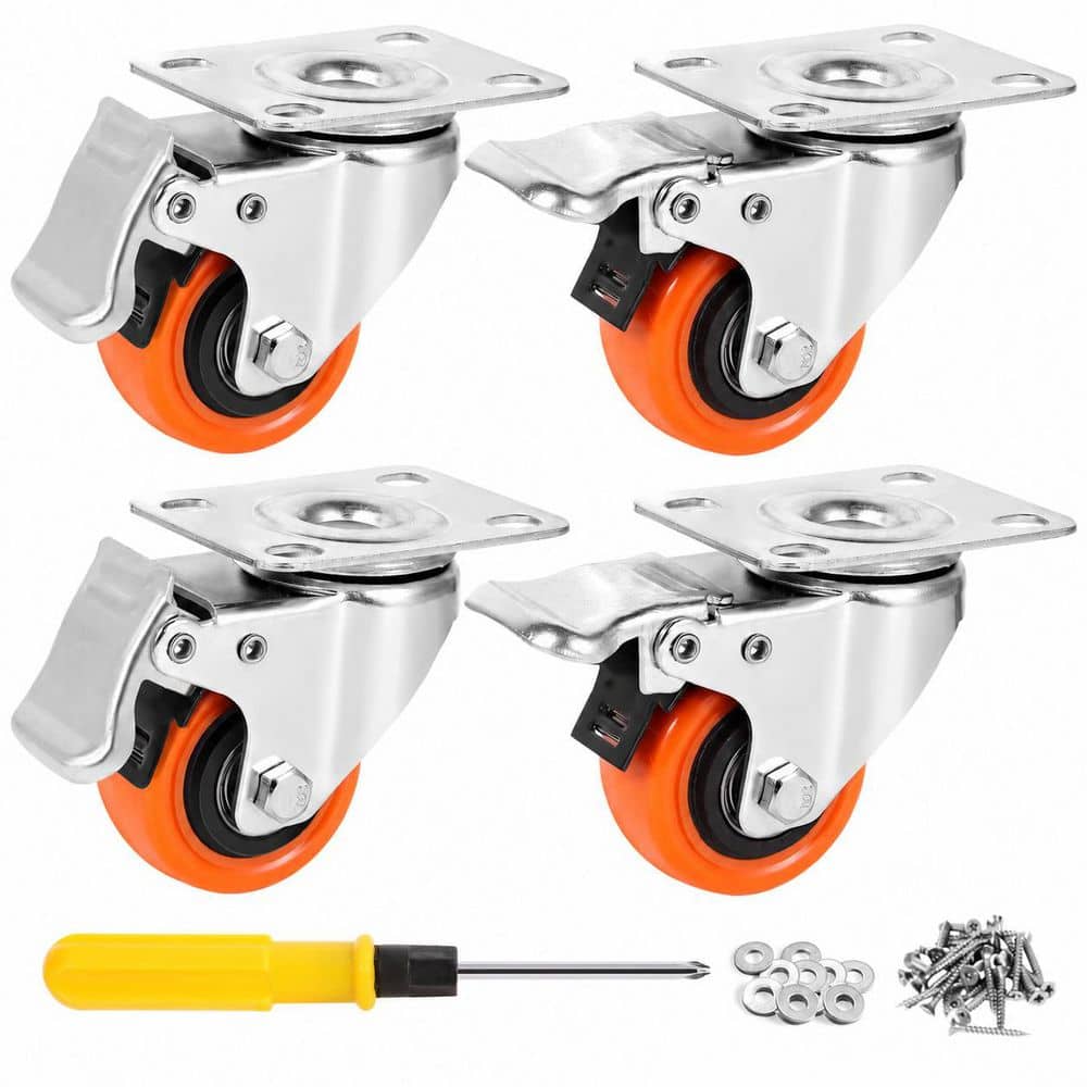 4-Pack 2 in. PVC Heavy Duty Swivel Caster Wheels with Brake Plate Mount 600 lb. Load Rating for Furniture Carts price history on PriceWatchPro