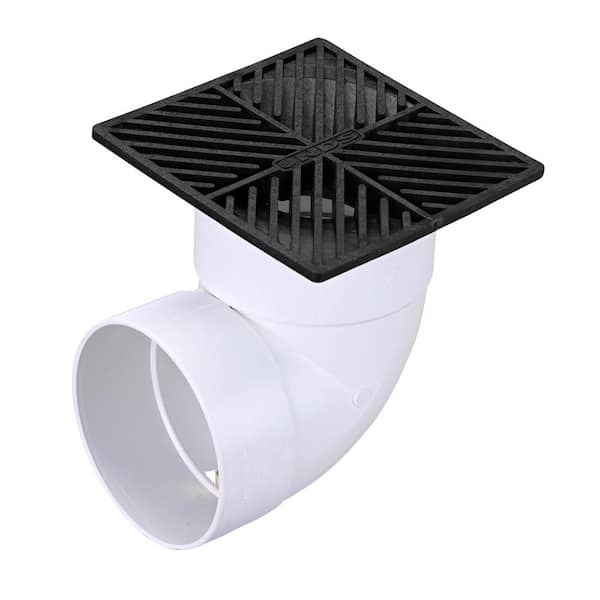 Storm Drain FSD-064-S 6 Square Plastic Bottom Outlet Grate with Drain