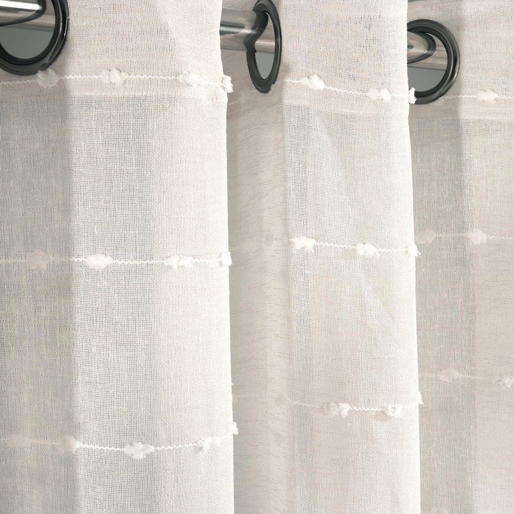 Beige Sheer Polyester Grommet Curtain Panel 115"W x 84"L