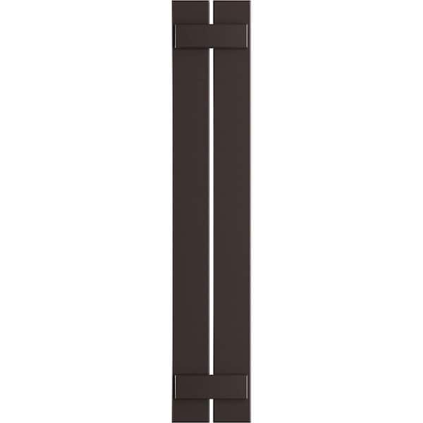 Ekena Millwork 11-1/4 in. x 67 in. True Fit PVC 2-Board Spaced Board and Batten Shutter Pair in Raisin Brown