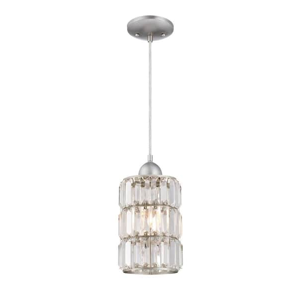 Sophie 1-Light Brushed Nickel Mini Pendant with Crystal Prism Glass Shade