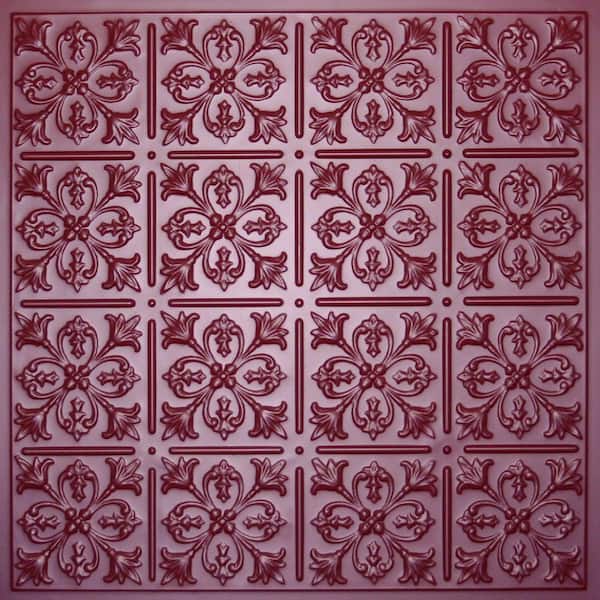 Ceilume Fleur-de-lis Merlot Evaluation Sample, Not suitable for installation - 2 ft. x 2 ft. Lay-in or Glue-up Ceiling Panel