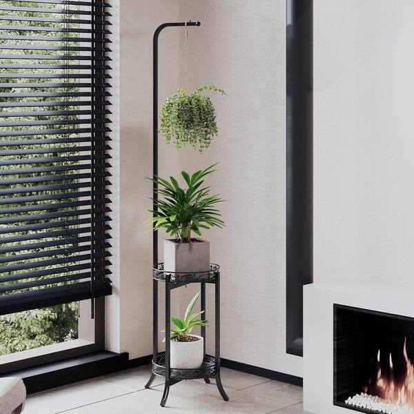 2-Tier Black Metal Plant Stand (15 in. H W x 61 in. H) 2-Pack