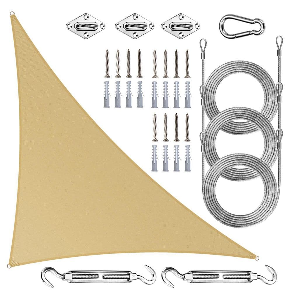 16 ft. x 16 ft. x 22 ft. Right Triangle Sun Shade Sail with Hardware Kit and Rope-Sand Beige price history on PriceWatchPro