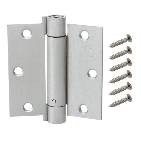 Everbilt 3-1/2 in. Square Satin Chrome Adjustable Spring Door Hinge