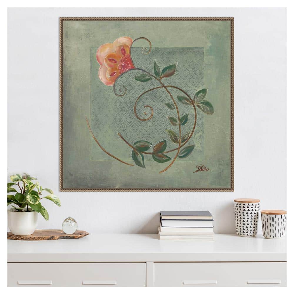 Amanti Art Floral Ornaments in Green II by Patricia Pinto Canvas Wall Art Print Framed 30 x 30-in.