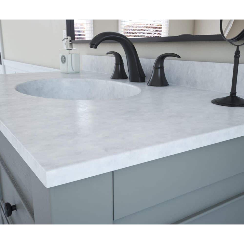 Ice Gray Solid Surface Single Sink Bathroom Vanity Top