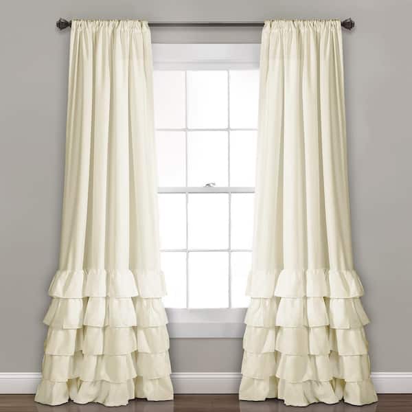 Lush Decor Ivory Solid Rod Pocket Room Darkening Curtain - 40 in. W x 84 in. L (Set of 2)