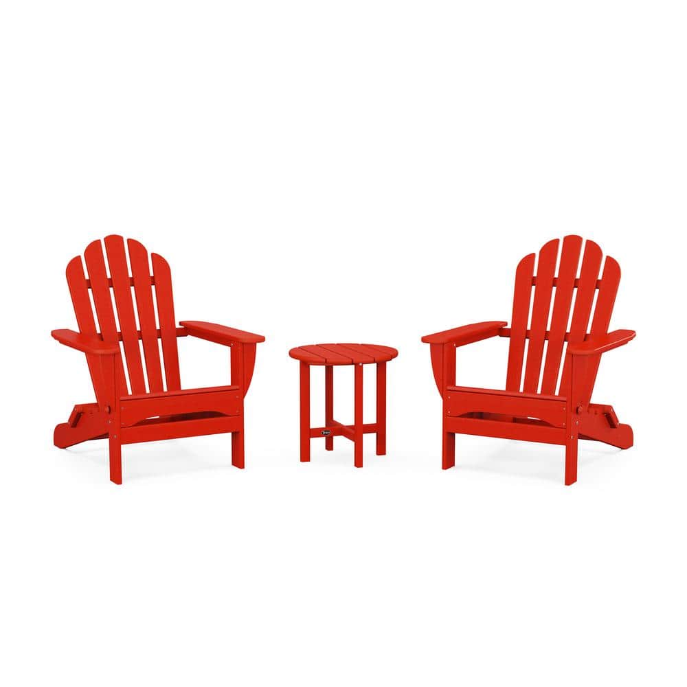 Monterey Bay 3-Piece Plastic Patio Conversation Set in Sunset Red Folding Adirondack price history on PriceWatchPro