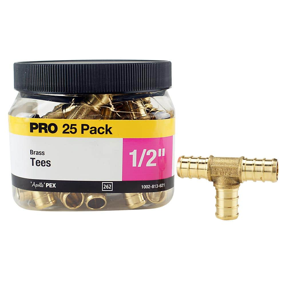 Apollo 1/2 In. Brass PEX-B Barb Tee Pro Pack (25 Pack) APXT1225JR - The ...