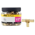 1/2 in. Brass PEX Barb Tee Pro Pack (25 Pack)