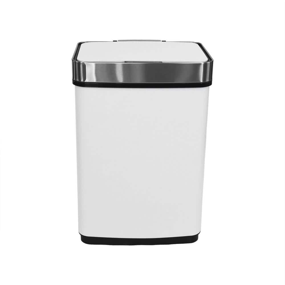 13.2 gal. White Hands-Free Metal Trash Can with Motion Sensor Lid in Finger