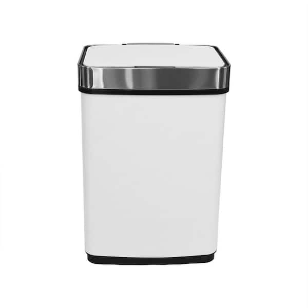 Unbranded 13.2 gal. White Hands-Free Metal Trash Can with Motion Sensor Lid in Fingerprint-Resistant
